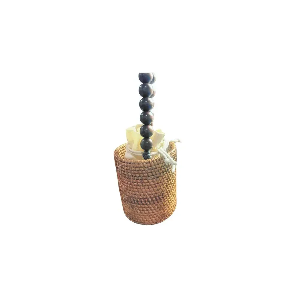 J.Crew Handknotted Rattan Bucket Bag Wood Beaded Top Handle Straw Purse NWOT